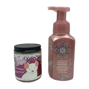Bath & Body Works Strawberry Snowflakes Foaming Hand Soap & Candle Set